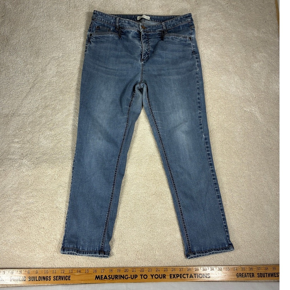 J. Jill Smooth Fit Slim Ankle Jeans Womens 14 Medium Wash Blue Stretch Denim